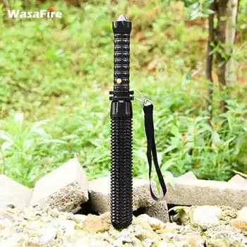 

800LM Q5 Telescopic Baton LED Flashlight Adjustable Focus Zoom Self Defense Stick 3-mode Rechargeable Torch with 18650 Battery