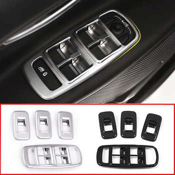 

Carbon Fiber+Sliver ABS Chrome Door Window Glass Lifting Button Panel Cover Trim for Jaguar XE X760 2015-2018 Car Accessories