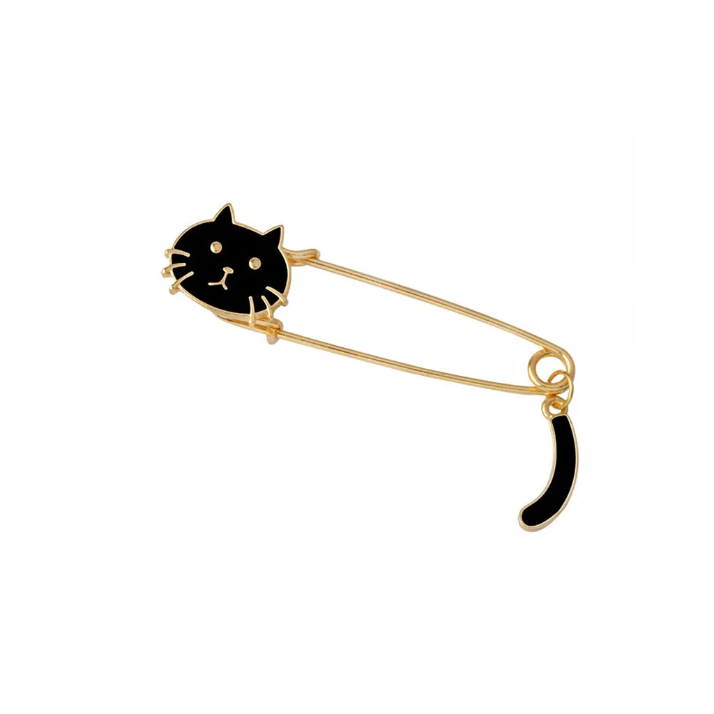 Charm Cat Brooch Pin Gold Men Woman Jewelry Large Safety Pin Sweater Clip Guard Safety Pin Brooch