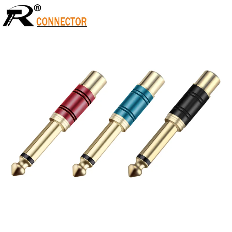 Позолоченный аудиоразъем RCA 6 35 мм моно штекер к rca кабель для колонок адаптер с