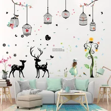 Kun Still Cross Border стиль сочетание самоклеющиеся обои уличная лампа для девочек птичья клетка олень декоративная живопись Enviro