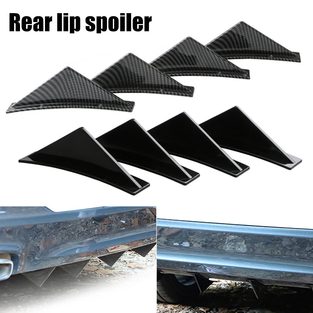 Car Rear Bumper Lip Diffuser Triangle Shark Fin Separator Decorative Kit 4PCS