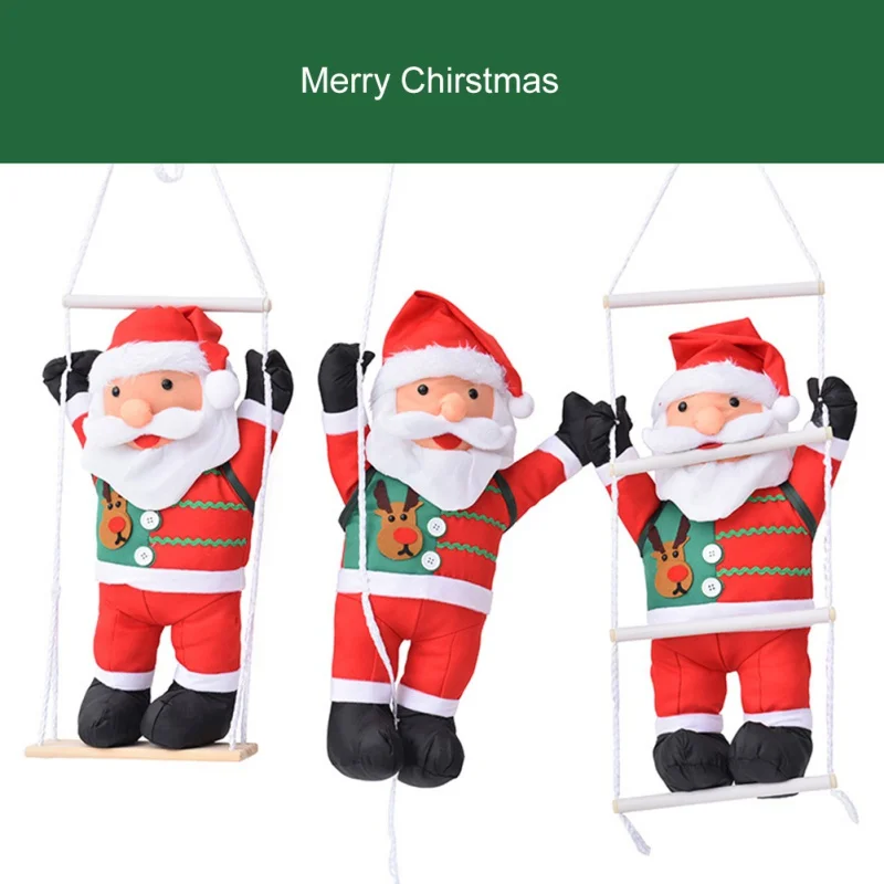 

Christmas Decoration Santa Claus Climbing On Rope Ladder Hanging Ornament For Christmas Tree Indoor Outdoor Decor 60CM