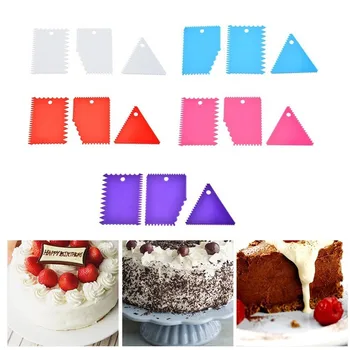 

3 pcs/set Baking Pastry Tools Plastic Dough Knife Icing Fondant Scraper Decorating Plain Spatulas Cutters Cake Tool