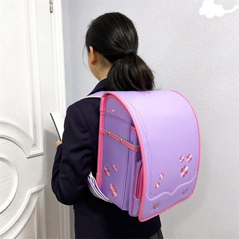 Zaini scuola Grils 2021 nuovo zaino giapponese Sakura ricamo zaino  ortopedico in pelle PU impermeabile di lusso Randoseru - AliExpress Luggage  \u0026 Bags