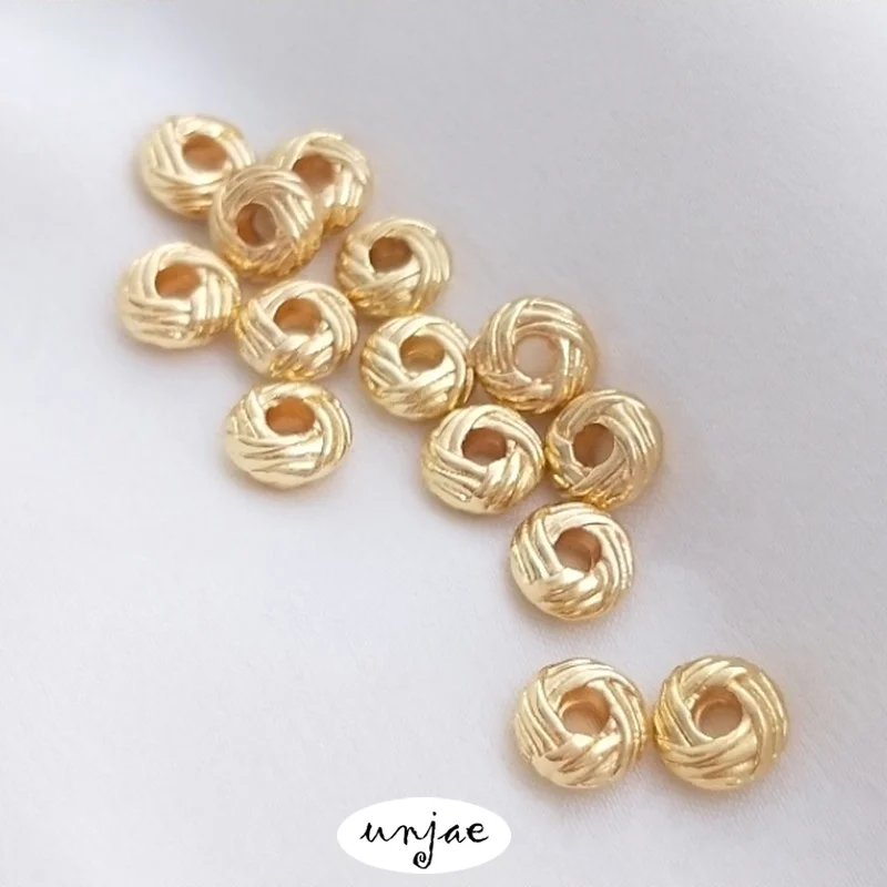 

Color retention beads 14K gold pineapple knot loose beads 3x6mm coil spacer diy bracelet jewelry accessories