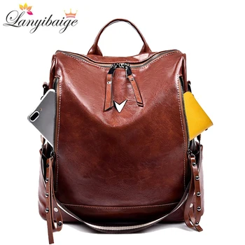 

2020 New Women Backpacks High Quality Leather Female Backpack School Bags for Girls Travel Backpacks sac Ladies Bagpack mochila