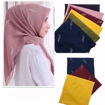 

Muslim Women's Hijab Square New Style Cotton Hot Drilling Shawl Kerchief Scarf Turban Islamic Headscarf 115*115cm Abaya Jersey