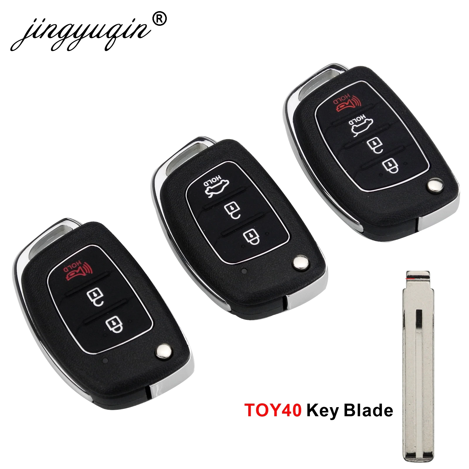 Jingyuqin 10 шт./лот 3/4BTN дистанционный Брелок оболочка для Hyundai HB20 SANTA FE IX35 IX45 Accent I40