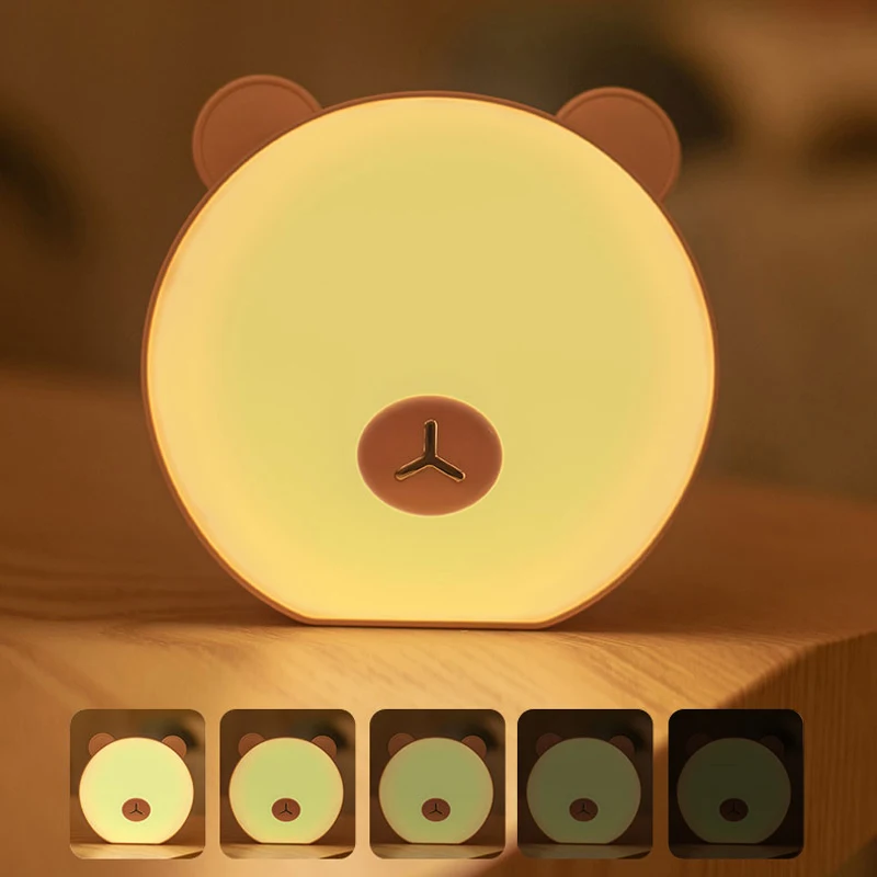 

1Pcs Little Bear LED Night Light Touch Sensor LED Lamp Three-level Color Usb Charging Bedside Led For Children Baby Christmas