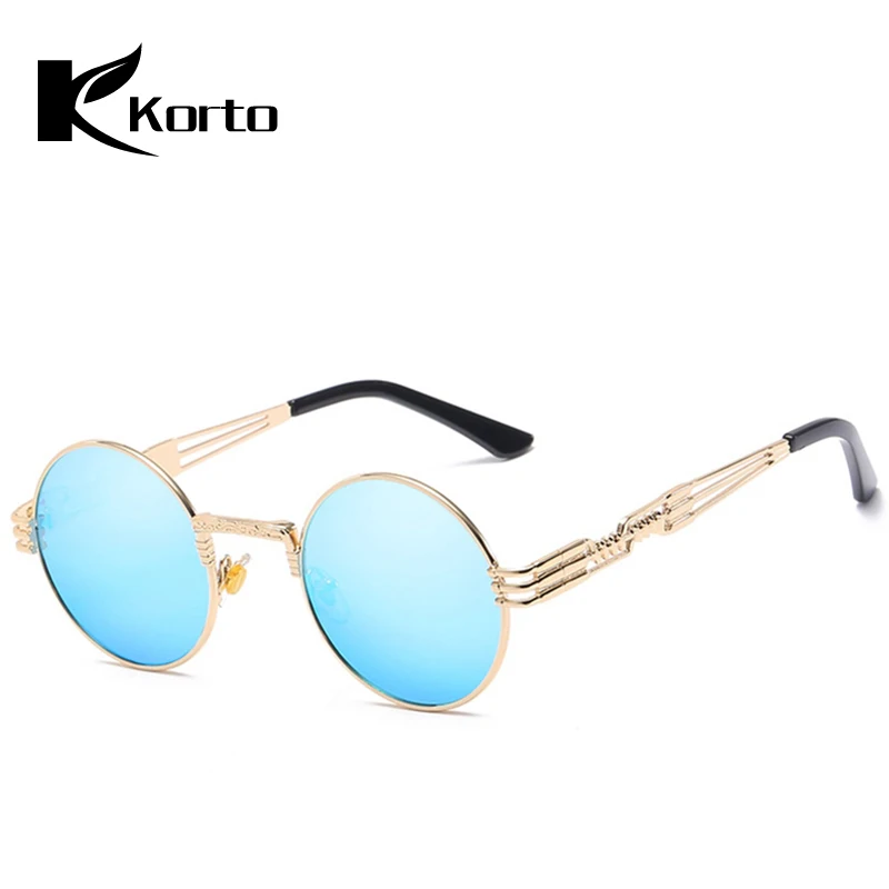 Ретро Для мужчин стимпанк Sunglassses Круглые Солнцезащитные очки для Для женщин леди, круглой формы, без вентиляционных отверстий без градуса 90S Мода Хиппи очки - Цвет линз: C06