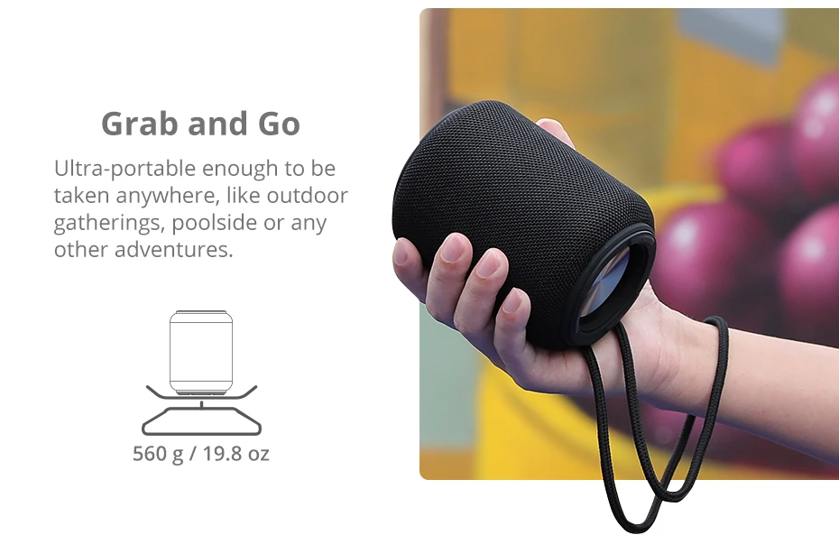 Tronsmart T6 Mini Bluetooth Speaker TWS Speakers 5.0 IPX6 Waterproof Mini Portable Speakers 360-degree Music Black Soundbar