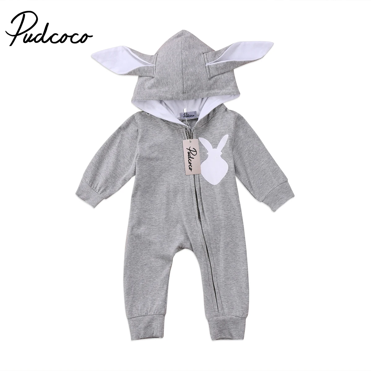Pudcoco Новинка для новорожденных, для маленьких мальчиков для девочек и мальчиков 3D ухо комбинезоны с кроликами хлопковое застежкой-молнией bebe для девочек и мальчиков, детские штаны, Детские babe комбинезоны детские одежда