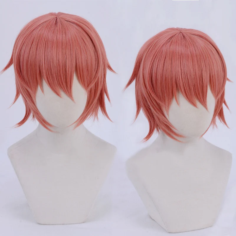 Аниме Doki клуб Sayori короткие Розовый и красный цвет Жаростойкие накладные волосы парики, костюм для косплея для девочек+ заколка в виде бантика