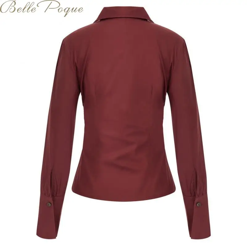 Belle Poque, Женские топы и блузки, шифоновая блузка для женщин,, Офисная рубашка с длинным рукавом, повседневные Модные топы размера плюс, рубашка