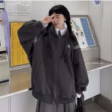 

Hooded jacket for men plus velvet thick Korean fashion new loose mid-length baseball uniform trend women's winter jackets 2021