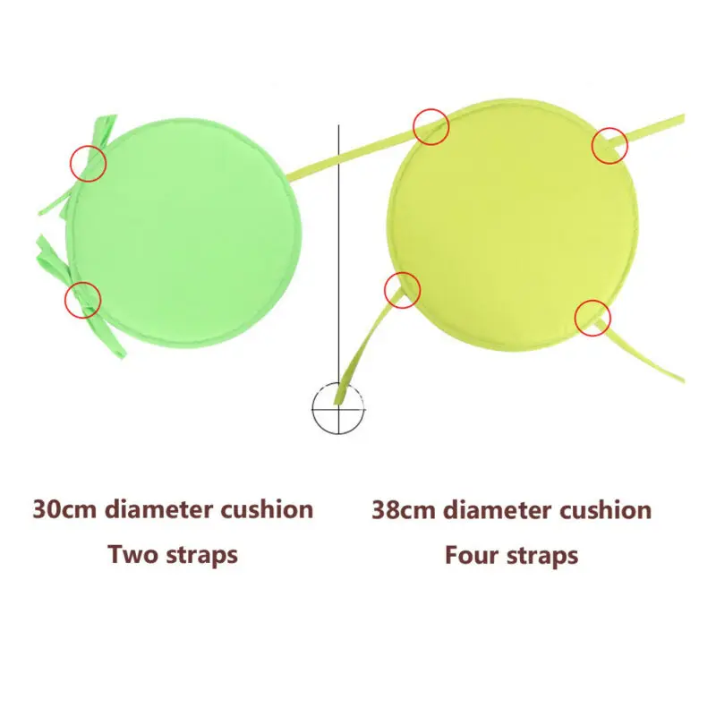 30/38 см Бистро Круглый стул сиденье Подушка для сидения подушки сплошной со шнурками, с круглым носком; на Кухня обеденный съемный бистро круговой Подушка на стул
