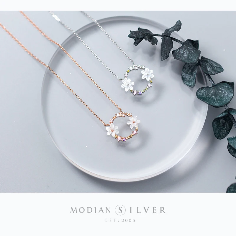 Modian, Новое поступление, настоящее 925 пробы, серебряная керамика, эмаль, шарм, розовое золото, цвет, ожерелье, подвески для женщин, S925, хорошее ювелирное изделие