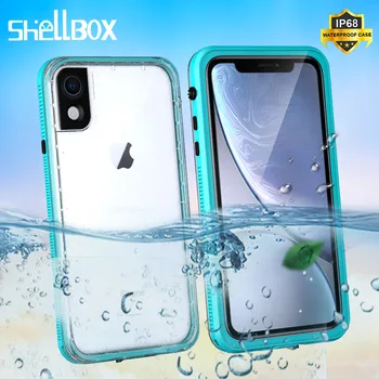 

SHELLBOX Shockproof Waterproof Case for iPhone XR Cover PC Transparent Dustproof Shell for Apple iPhone XR Swimming Coque
