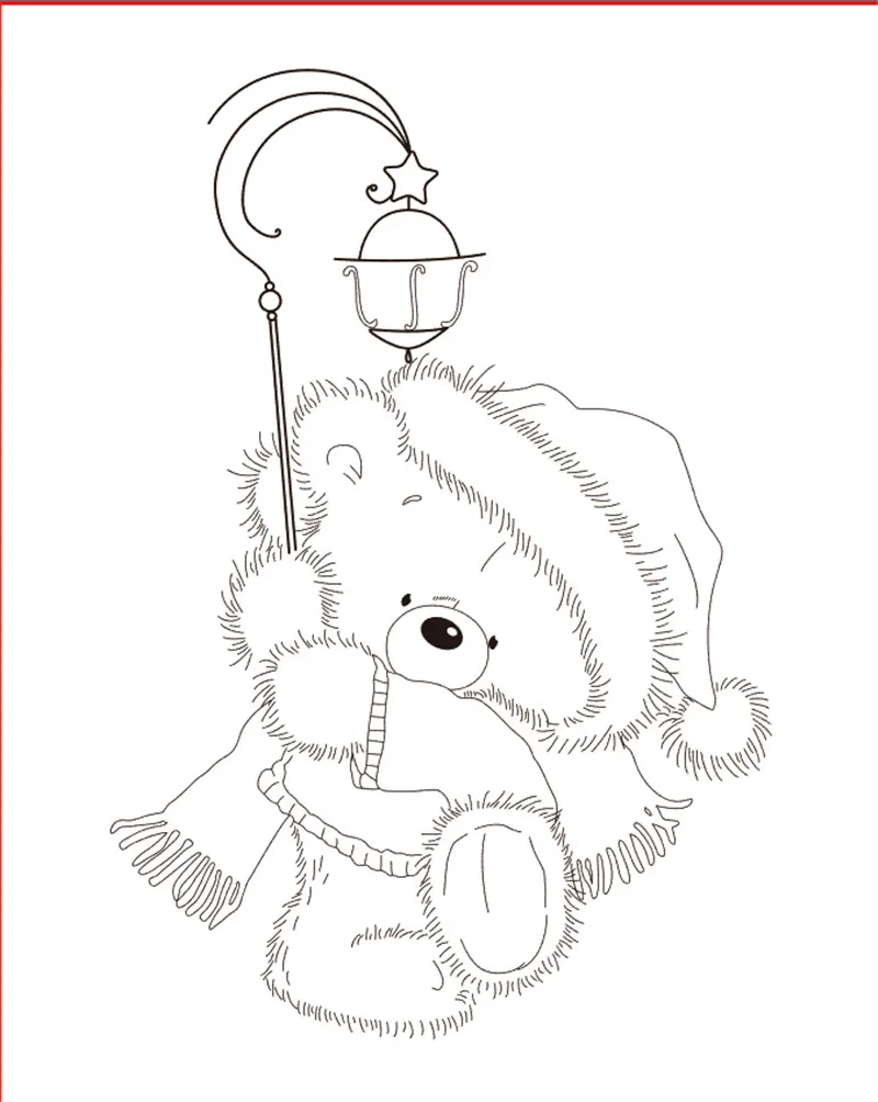 

10x8 Bear holding lantern Transparent Clear Stamps Silicone Seals for DIY scrapbooking photo album Card Making