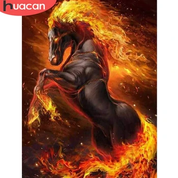 

HUACAN Diamond Painting 5d Horse Fire Full Square/Round Diamond Embroidery Cross Stitch Animal DIY Handicraft Wall Art Decor