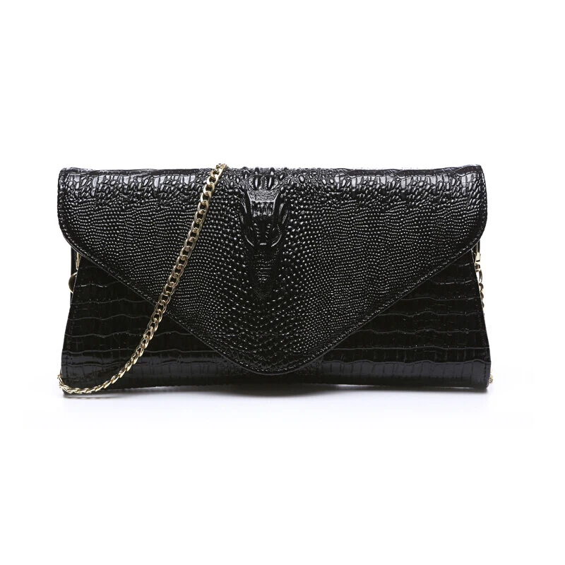 

Womens Genuine Leather Clutch Bags Alligator Pattern Top Quality Luxury Cowhide Ladies Party Envelope Purse Chain Shoulder Bag