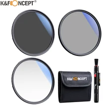 K&F Concept Filter Kit Netural Density ND4 MC UV CPL filter Camera Lens Bundle 1pcs Cleaning Pen and Filter Pouch 58mm 62mm 67mm