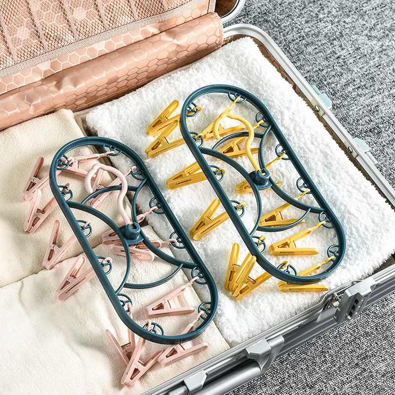 

Clothes Organizer Clothes Peg 12Clips Socks Underwear Clip Plastic Towel Pegs Clothespin Travel Hanger Folding Drying Clothespin