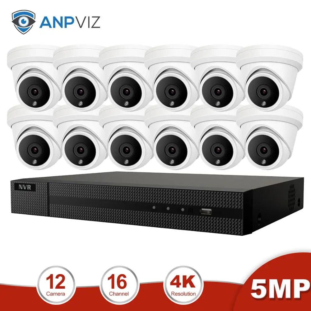 Anpviz 16CH 4 к NVR 5MP купольная PoE Комплект ip-камеры ONVIF дома/на открытом воздухе безопасности 8/10/12/16 фото системы видеонаблюдения DVR NVR Kit