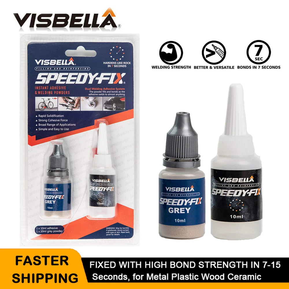 

VISBELLA 7 Second Speedy Fix Quick Bonding Glue Grey Color Fast Dry Reinforcing Adhesive for Metal Plastic Wood Ceramic Repair