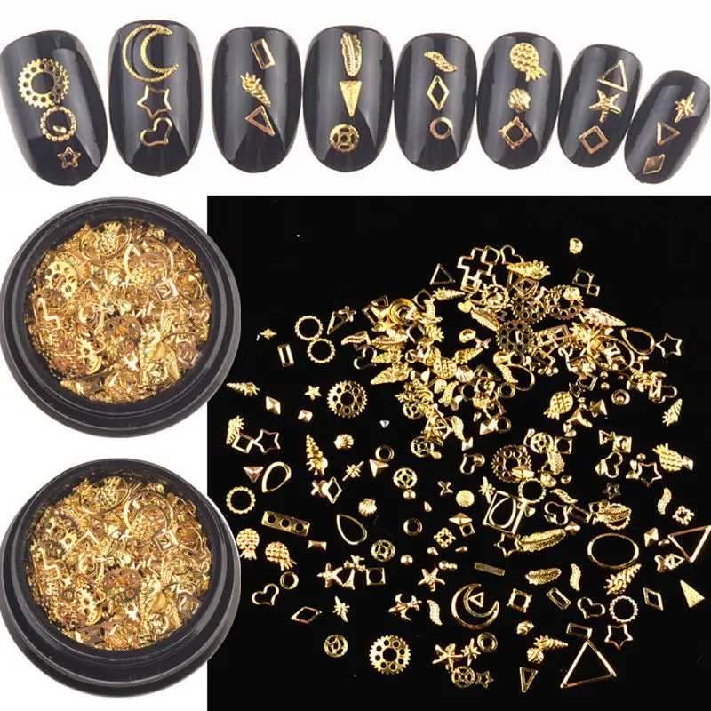 120Pcs Gold Nail Art Metal 3D Mix Frame Jewelry Filling UV Resin Epoxy Mold Making Filling For DIY Jewelry