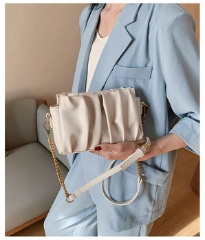

Early autumn in summer Minimalist New 2020 Solid color square bag fashion chain Fold bag Shoulder Bags