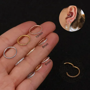 16g Stainless Steel Real Septum Rings Pierced Piercing Septo Nose Ear Cartilage Tragus Helix Piercing Clicker Rings Body Jewelry