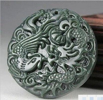 +++831 Natural Hand-carved Chinese Hetian Jade Pendant - Dragon Phoenix PhoenixNatural | Украшения и аксессуары