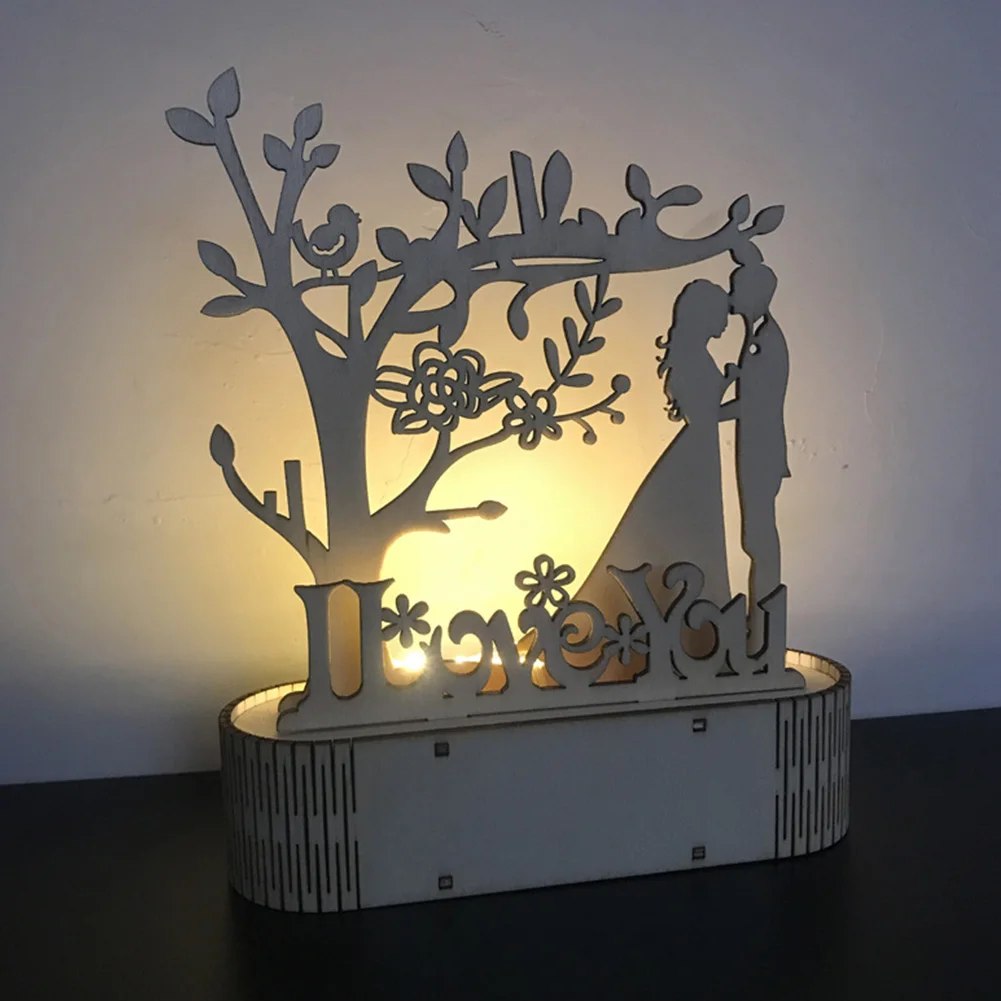 Орнамент принадлежности для свадебной вечеринки DIY кулон деревянный ночник ручной работы подарки разноцветное украшение для дома ремесла Mr And Sign