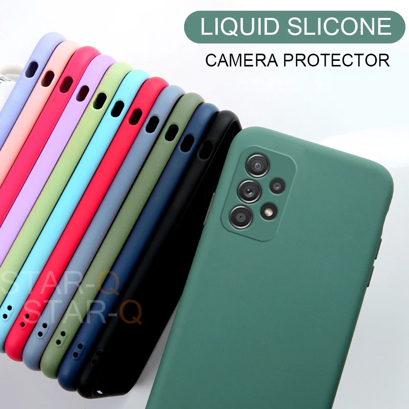 New Upgrade Camera Protector Liquid Silicone Phone Case For Samsung Galaxy A52 A72 A32 4G 5G A53 Original Back Cover Cases