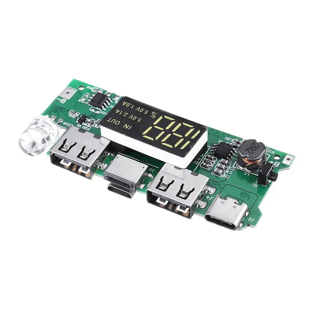 Двойной USB 5 В 2.1A Micro type-C для DIY power Bank 18650 зарядная плата с светодиодный защитой от перезаряда и короткого замыкания