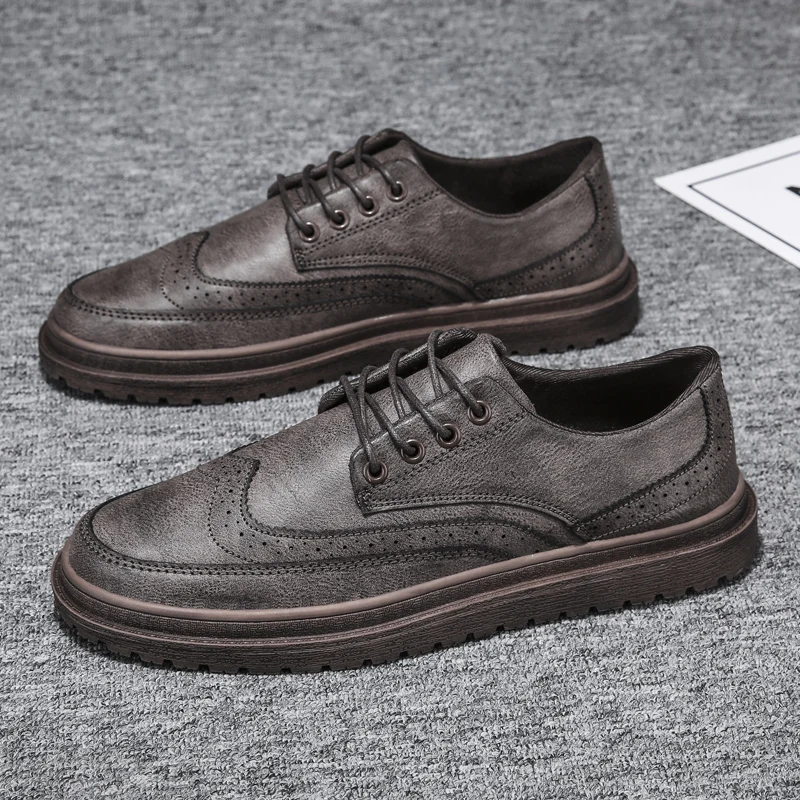 classical brogue oxford for men italian designer elegant male dress footwear trend work office leather casual flats for man shoe (38)