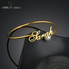 Bangles Bracelet Birthday-Jewelry Pearl Customized-Name Adjustable Stainless-Steel Nextvance