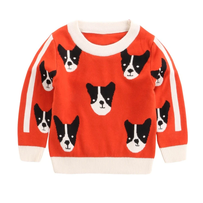 

Toddler Kids Cartoon Pullover Sweater Baby Boys Girls Cute Puppy Pattern Winter Knitted Soft Warm Long Sleeved Tops 18M-5T A20