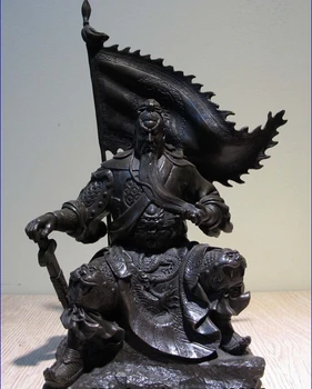 

150401 S0184 Chinese Art Deco Bronze Copper Dragon Guan Gong Guan Yu Statue Buddha Sculpture