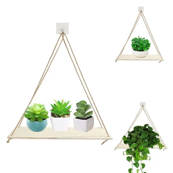 

Hot Wooden Hanging Shelf Bedroom Wall Hanging Ornaments Shelves Small Kitchen Shelves Wall Decoration Sling Racks Dropshipping