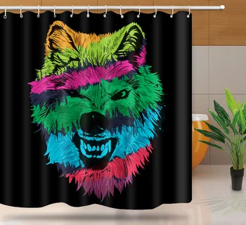 

Animals printed Colorful Wolf, lion, Cattle, Koala, Elephant,3d Bath Curtains Waterproof Polyester Cloth Washable Bathroom