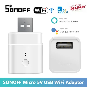 SONOFF-마이크로 5V USB 어댑터 스위치, 5V Wifi USB 전원 미니 어댑터 eWeLink 앱을 통한 스마트 홈 스위치 Google Home Alexa
