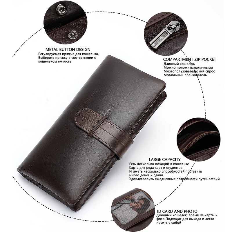 Men Clutch Wallets Classic Long Style Cards Holder Male Purse Quality Zipper Large Capacity Big Brand Luxury Wallet For Men 6018