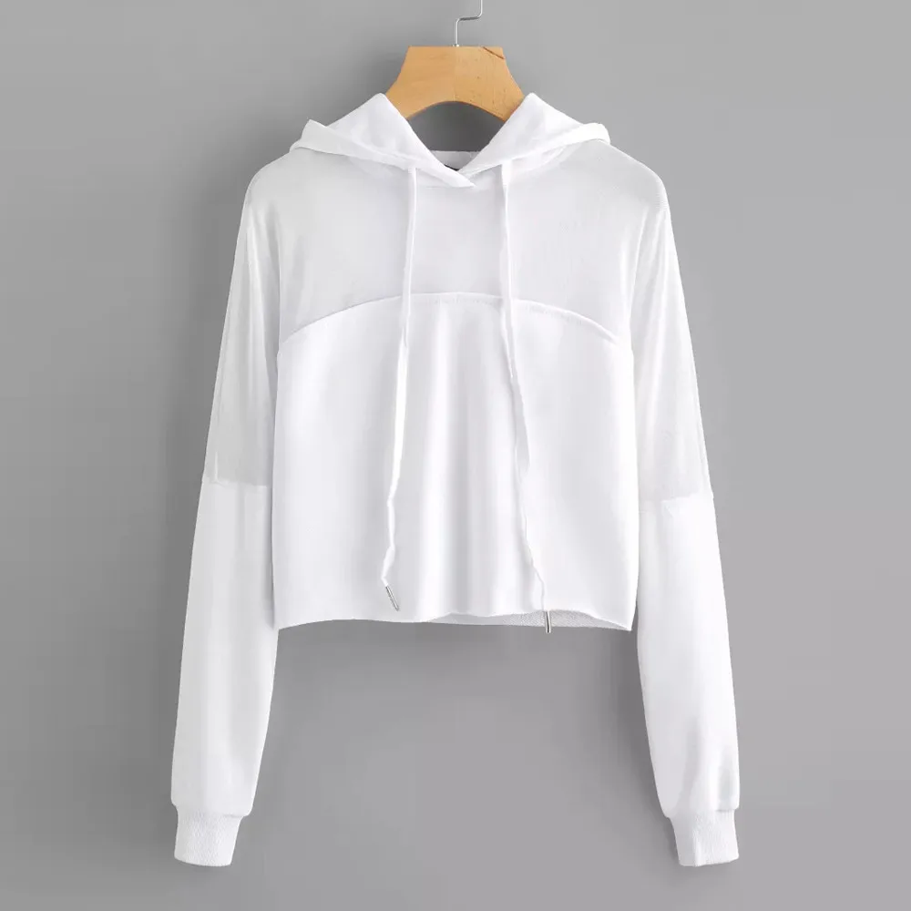 Женская толстовка с капюшоном Boho однотонная блузка длинным рукавом укороченный