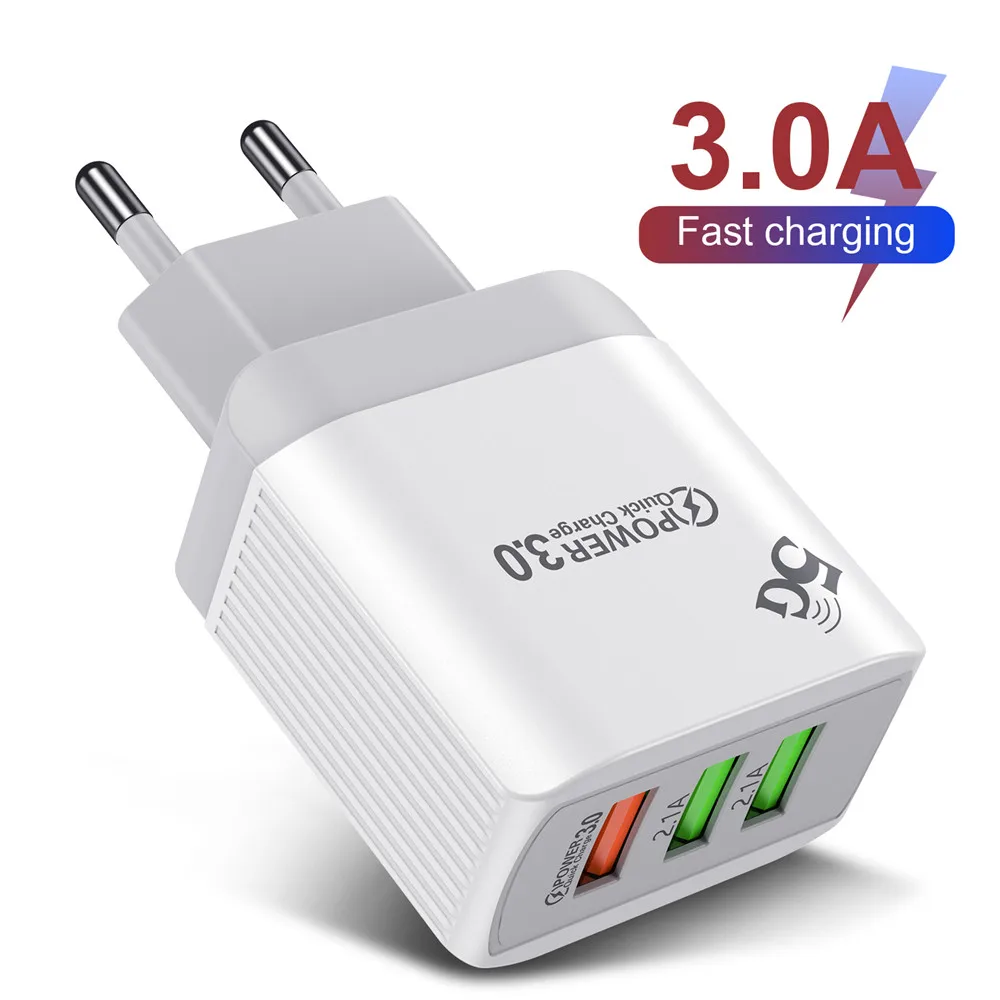 Сетевое зарядное устройство Ottwn с 3 USB портами и поддержкой быстрой зарядки А