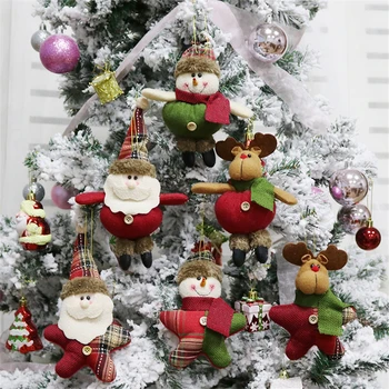 

600pcs Christmas Plush Ornaments Xmas Hanging Decoration Santa Snowman Reindeer Doll Christmas Tree Pendant Holiday Party Decor