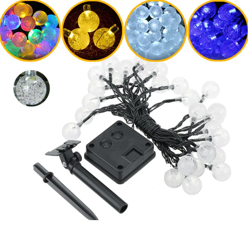 

30LED Solar Bubble Ball Decorative String Lights Electricity Supplier for Christmas Holiday Garden Villa Plant Lighting Chain