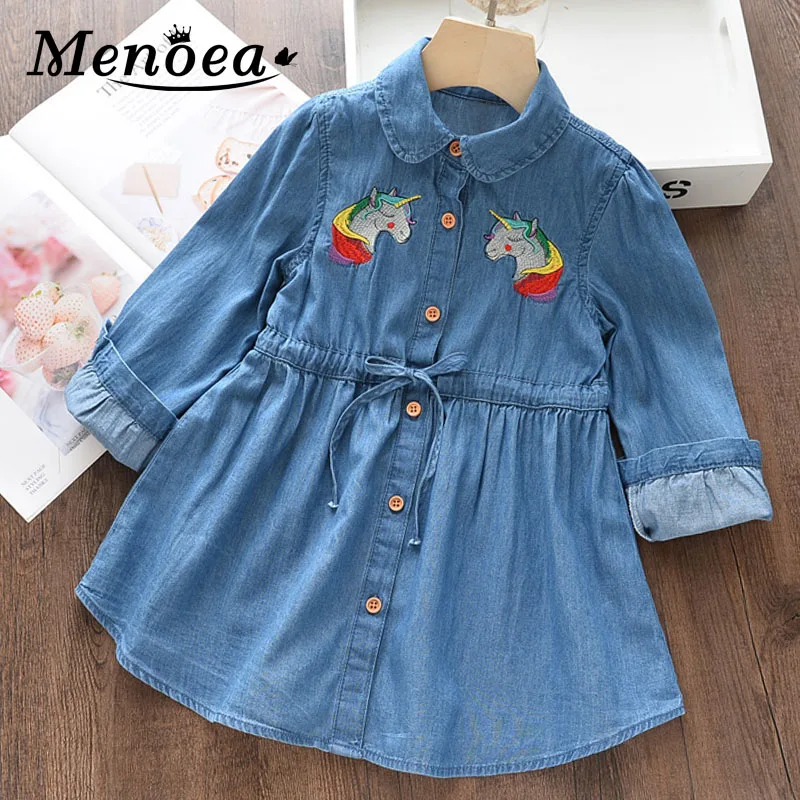 

Menoea Girls Children Clothing for 2-7 Years New Autumn Girls Dresses New Princess Dress Kids Jean Embroidery Girls Party Dress